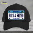 Born and Raised Minnesota State Novelty License Plate Hat Mesh / Black