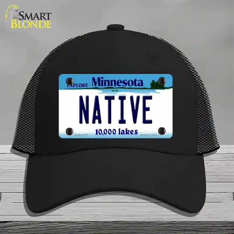 Native Minnesota State Novelty License Plate Hat Mesh / Black