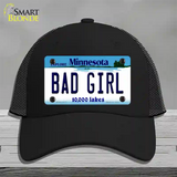 Bad Girl Minnesota State Novelty License Plate Hat Mesh / Black