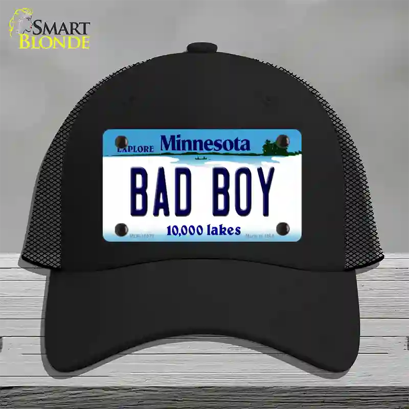 Bad Boy Minnesota State Novelty License Plate Hat Mesh / Black