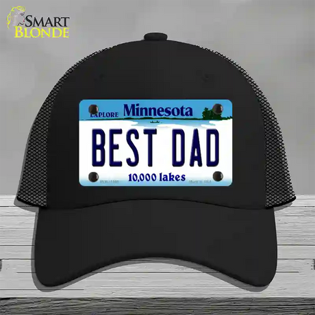 Best Dad Minnesota State Novelty License Plate Hat Mesh / Black