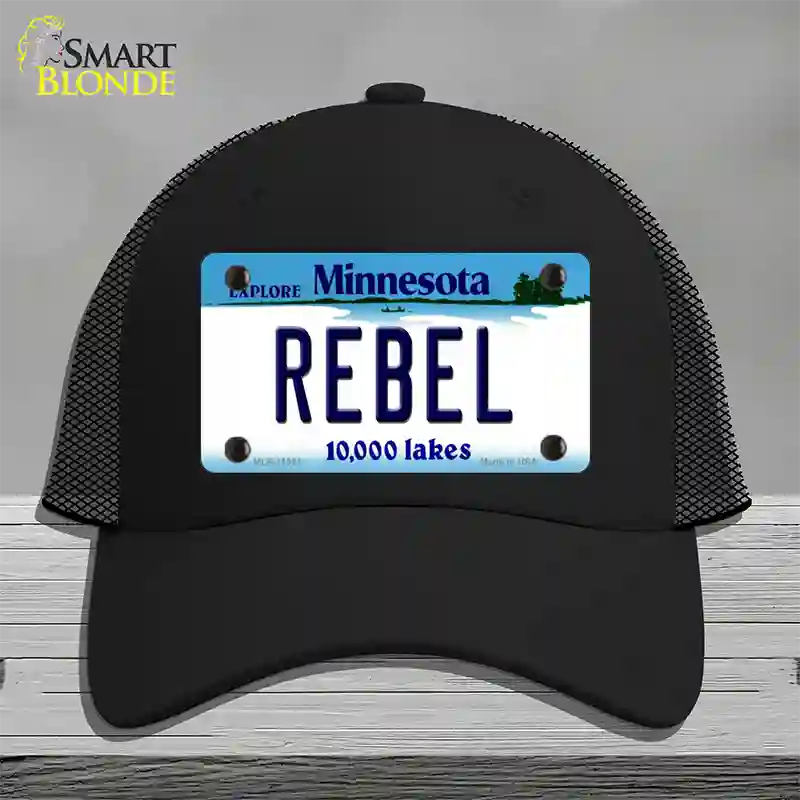 Rebel Minnesota State Novelty License Plate Hat Mesh / Black