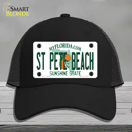 St Pete Beach Florida Novelty License Plate Hat Mesh / Black