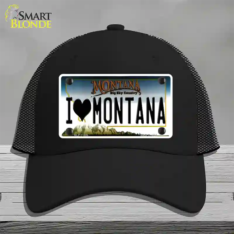 I Love Montana State Novelty License Plate Hat Mesh / Black