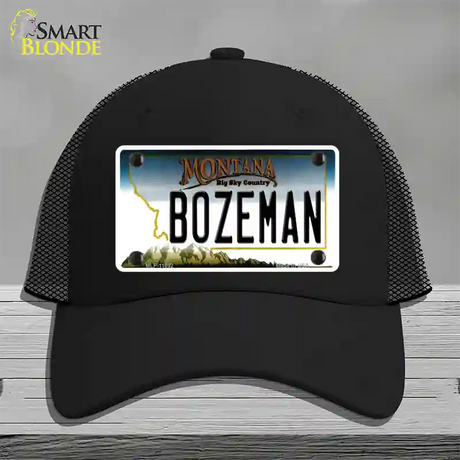 Bozeman Montana State Novelty License Plate Hat Mesh / Black