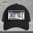 Great Falls Montana State Novelty License Plate Hat Mesh / Black