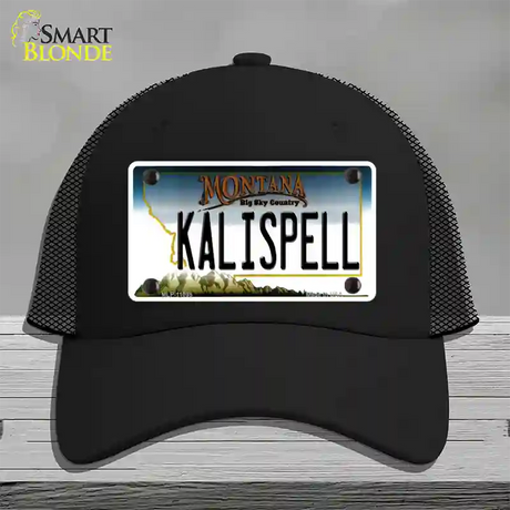 Kalispell Montana State Novelty License Plate Hat Mesh / Black