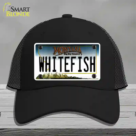 Whitefish Montana State Novelty License Plate Hat Mesh / Black