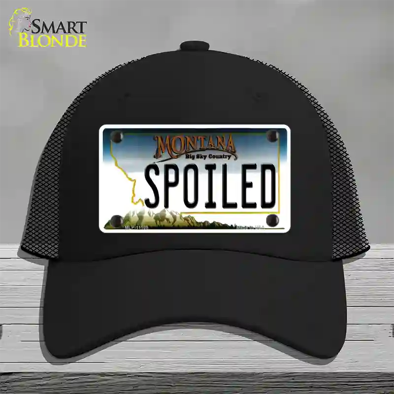 Spoiled Montana State Novelty License Plate Hat Mesh / Black