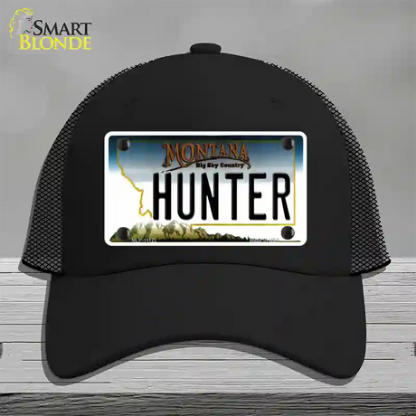 Hunter Montana State Novelty License Plate Hat Mesh / Black