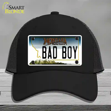 Bad Boy Montana State Novelty License Plate Hat Mesh / Black