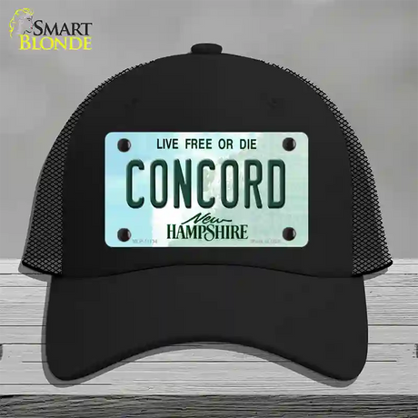 Concord New Hampshire State Novelty License Plate Hat Mesh / Black