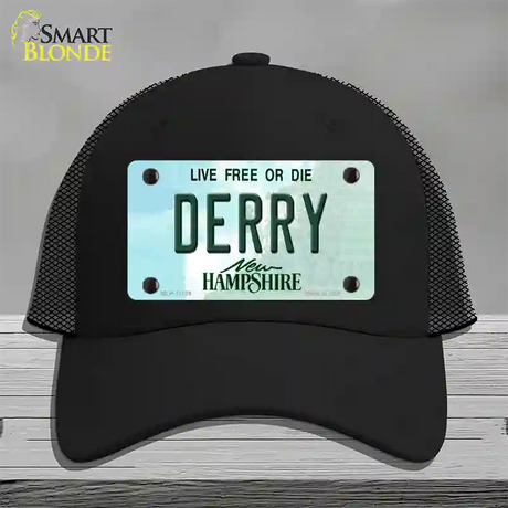 Derry New Hampshire State Novelty License Plate Hat Mesh / Black