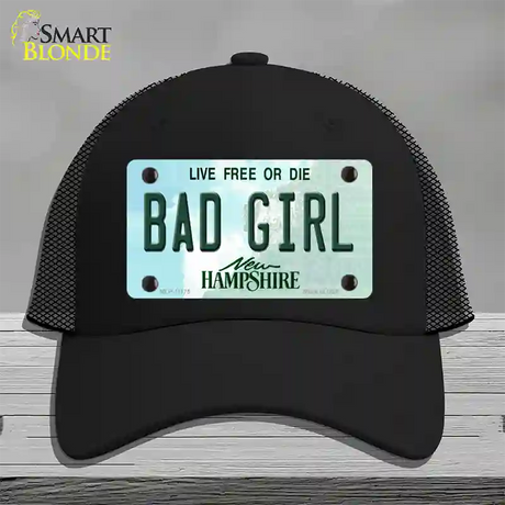 Bad Girl New Hampshire State Novelty License Plate Hat Mesh / Black