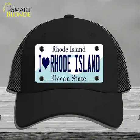 I Love Rhode Island State Novelty License Plate Hat Mesh / Black