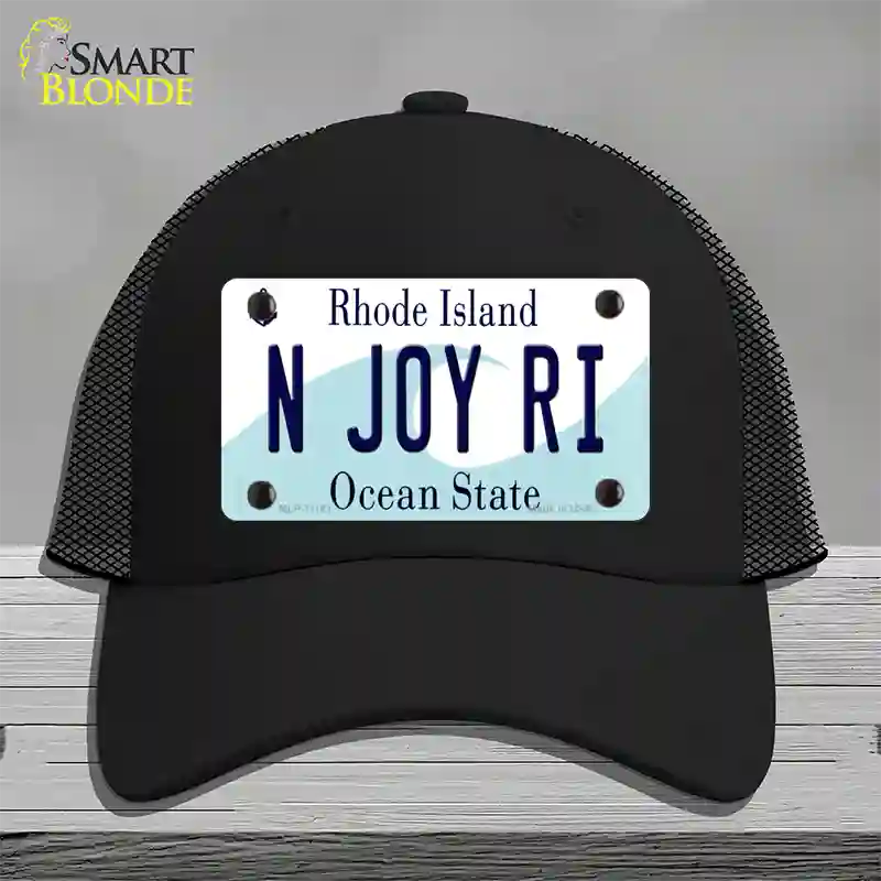 N Joy RI Rhode Island State Novelty License Plate Hat Mesh / Black