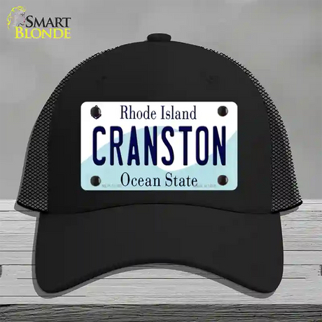 Cranston Rhode Island State Novelty License Plate Hat Mesh / Black