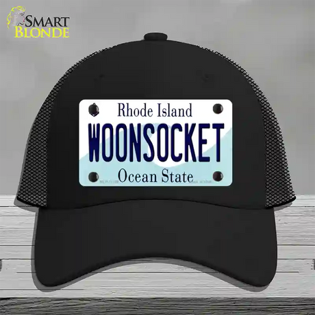 Woonsocket Rhode Island State Novelty License Plate Hat Mesh / Black