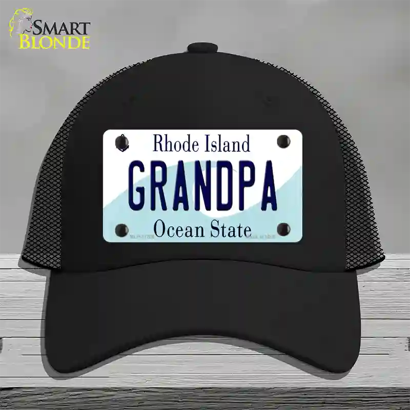 Grandpa Rhode Island State Novelty License Plate Hat Mesh / Black