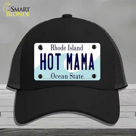 Hot Mama Rhode Island State Novelty License Plate Hat Mesh / Black