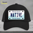 Native Rhode Island State Novelty License Plate Hat Mesh / Black