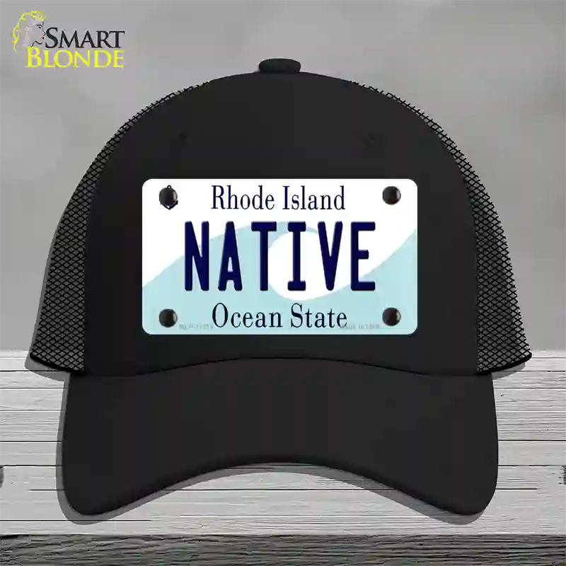 Native Rhode Island State Novelty License Plate Hat Mesh / Black