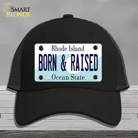 Born and Raised Rhode Island State Novelty License Plate Hat Mesh / Black