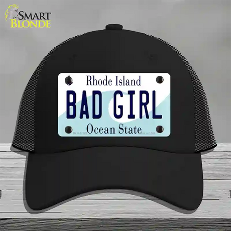 Bad Girl Rhode Island State Novelty License Plate Hat Mesh / Black