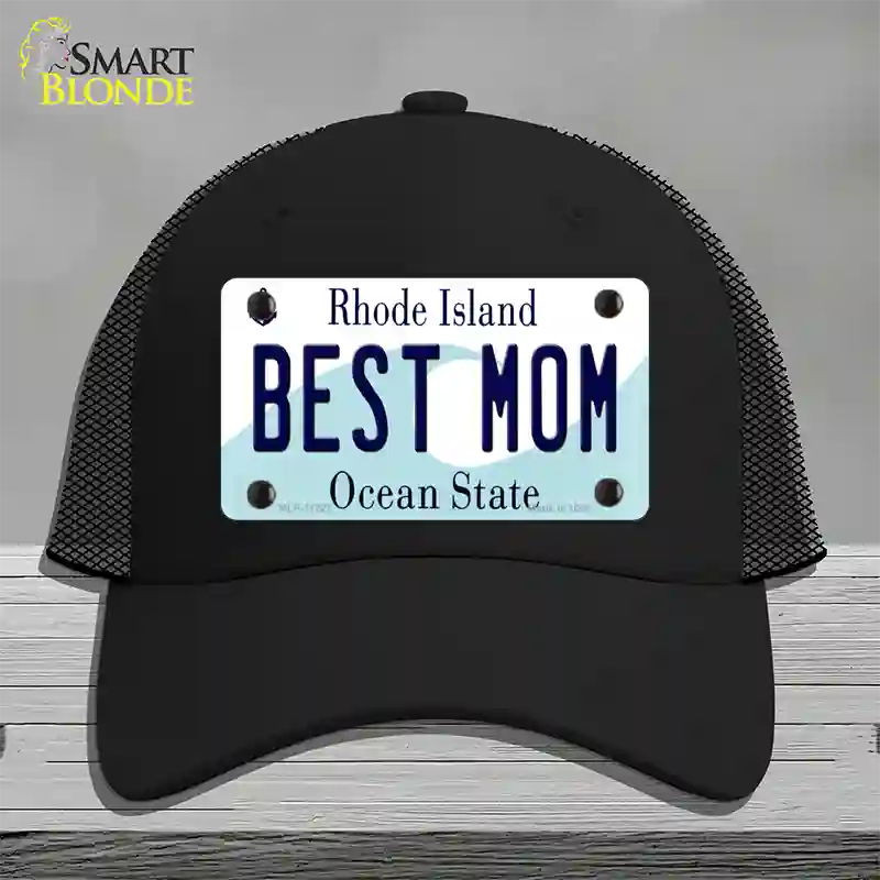 Best Mom Rhode Island State Novelty License Plate Hat Mesh / Black