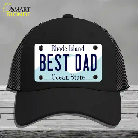 Best Dad Rhode Island State Novelty License Plate Hat Mesh / Black