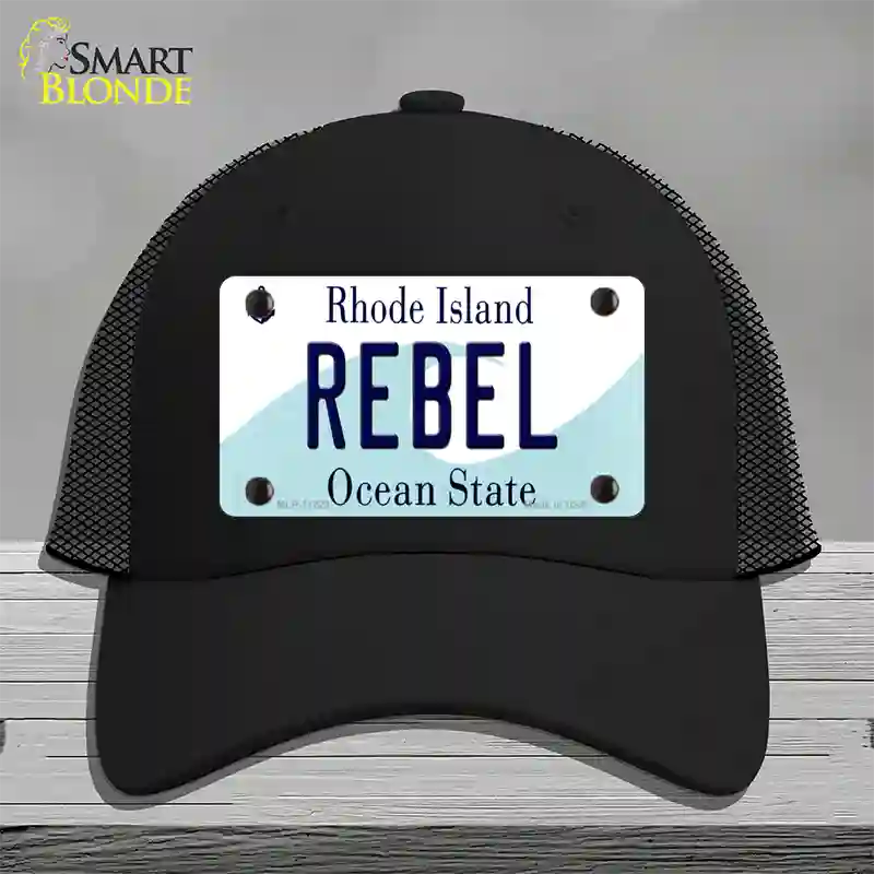 Rebel Rhode Island State Novelty License Plate Hat Mesh / Black