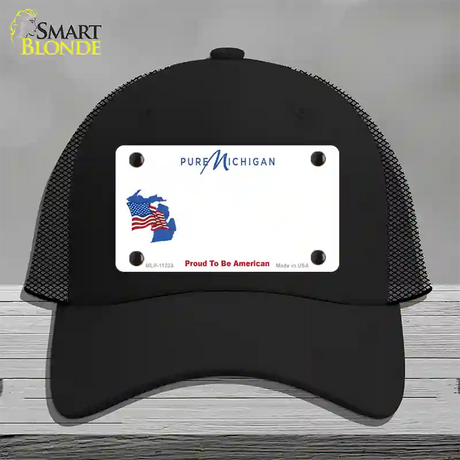 Pure Michigan Proud To Be American Novelty License Plate Hat Mesh / Black