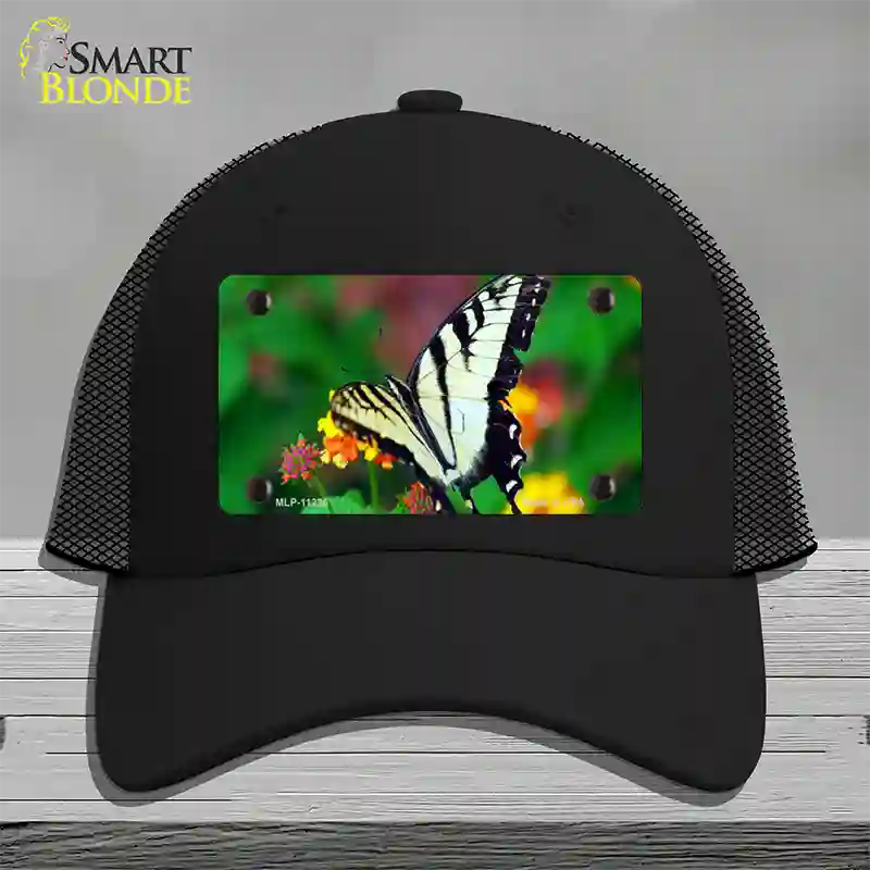 Butterfly Black and White Novelty License Plate Hat Mesh / Black