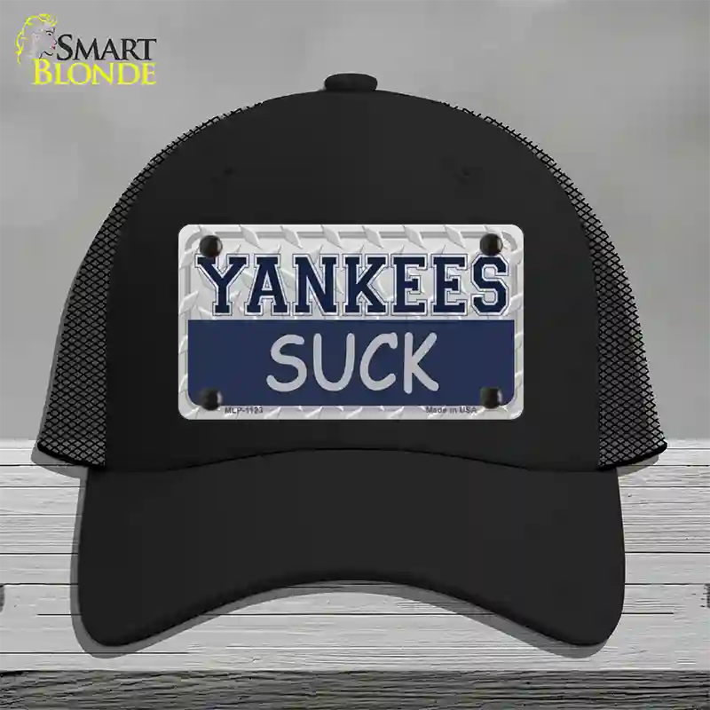 Yankees Suck Novelty License Plate Hat Mesh / Black