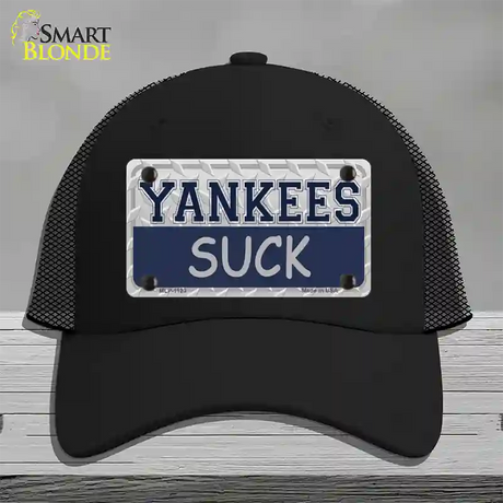 Yankees Suck Novelty License Plate Hat Mesh / Black