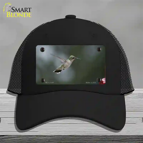 Hummingbird In Flight Novelty License Plate Hat Mesh / Black