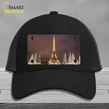 Eiffel Tower Night With Fountain Novelty License Plate Hat Mesh / Black