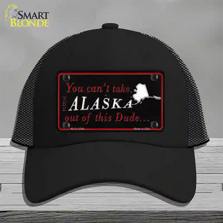 Alaska Dude Novelty License Plate Hat Mesh / Black