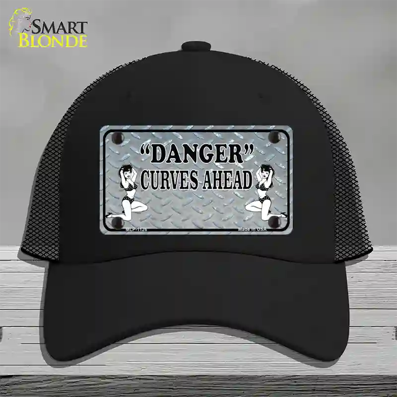 Danger Curves Ahead Novelty License Plate Hat Mesh / Black