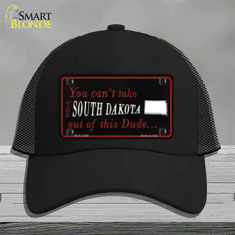 South Dakota Dude Novelty License Plate Hat Mesh / Black