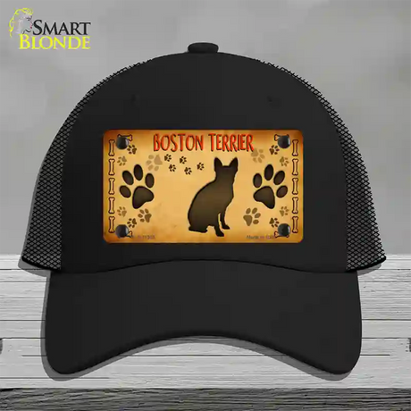 Boston Terrier Novelty License Plate Hat Mesh / Black