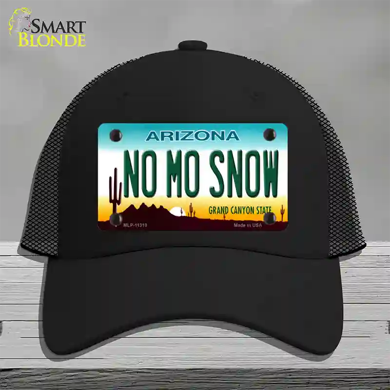 No Mo Snow Novelty License Plate Hat Mesh / Black