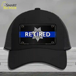 Thin Blue Line Retired Police Novelty License Plate Hat Mesh / Black