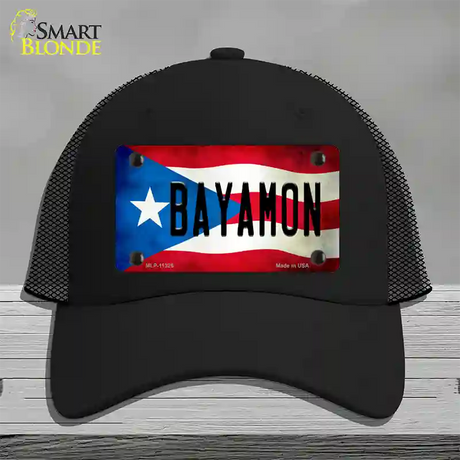 Bayamon Puerto Rico Flag Novelty License Plate Hat Mesh / Black