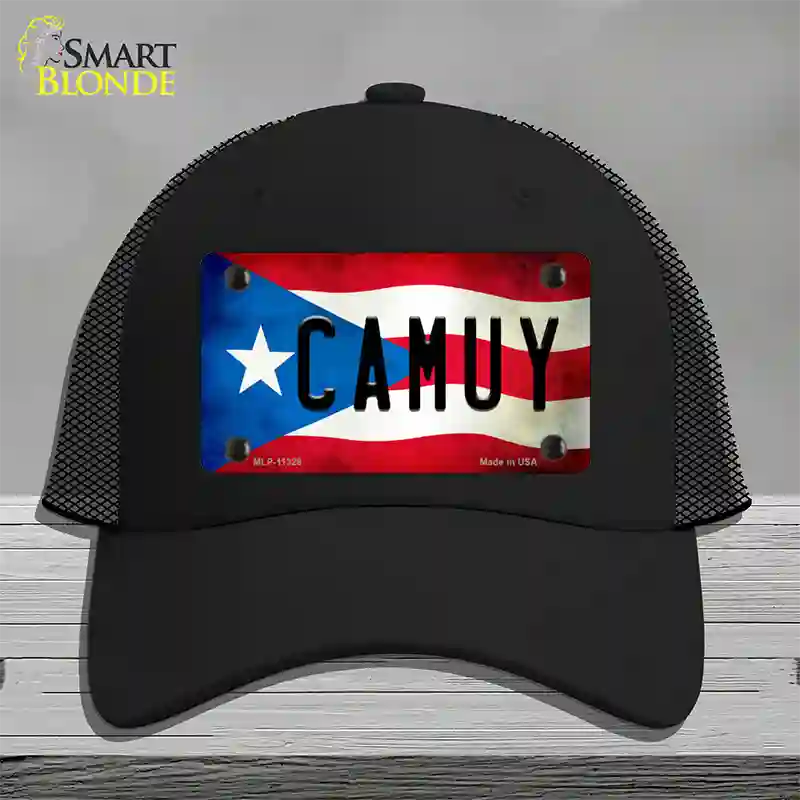 Camuy Puerto Rico Flag Novelty License Plate Hat Mesh / Black