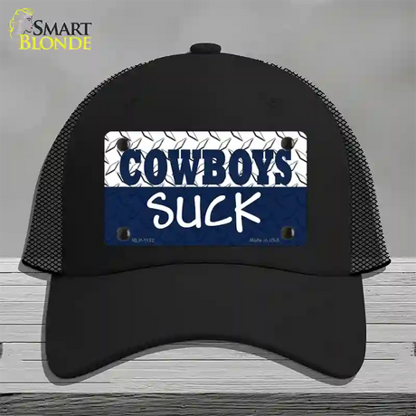 Cowboys Suck Novelty License Plate Hat Mesh / Black