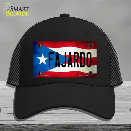 Fajardo Puerto Rico Flag Novelty License Plate Hat Mesh / Black