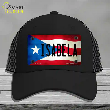 Isabela Puerto Rico Flag Novelty License Plate Hat Mesh / Black