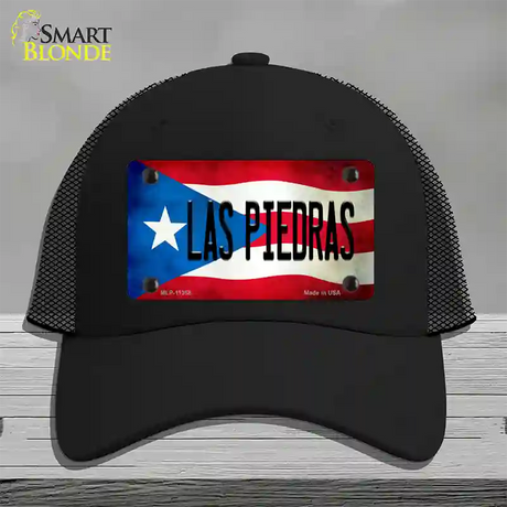 Las Piedras Puerto Rico Flag Novelty License Plate Hat Mesh / Black