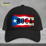 Moca Puerto Rico Flag Novelty License Plate Hat Mesh / Black